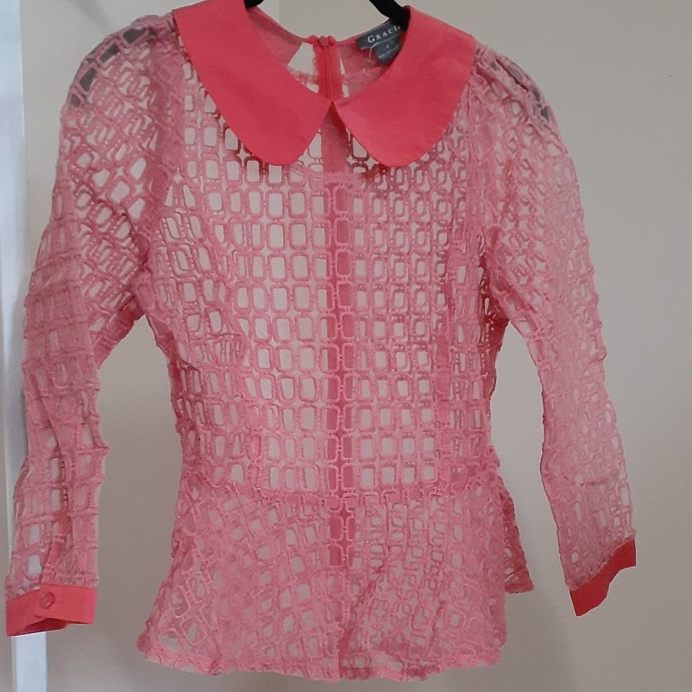 Sheer coral blouse